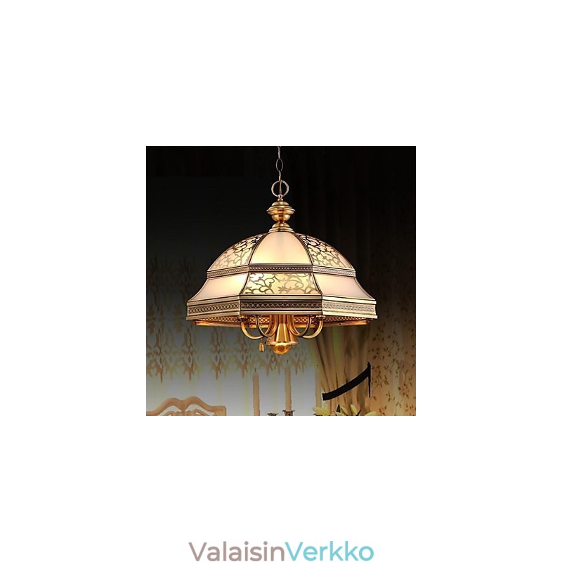 Messinkiriippuvalaisin Six Lights Vintage Total Copper Glass