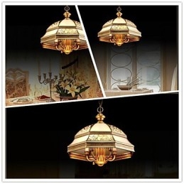 Messinkiriippuvalaisin Six Lights Vintage Total Copper Glass