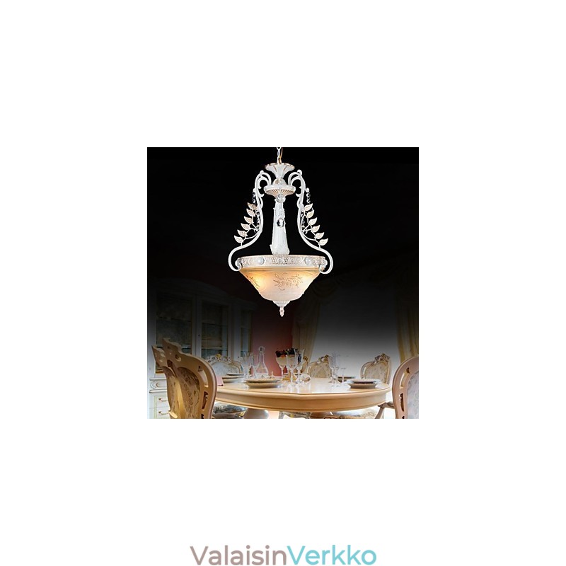 Valkoinen riipus Kaksi valoa kuvio lasivarjostin Käsin kullattu eurooppalainen retroklassikko
