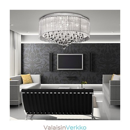 Tyylikäs kristalliriippuvalaisin 8 sylinterivarjostimella