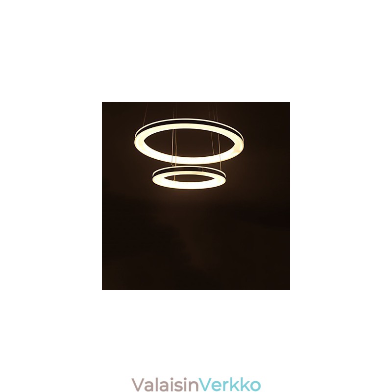 Akryyliriippuvalaisin pyöreä kattokruunu valaistus 2 rengaslamppujen valaisimilla