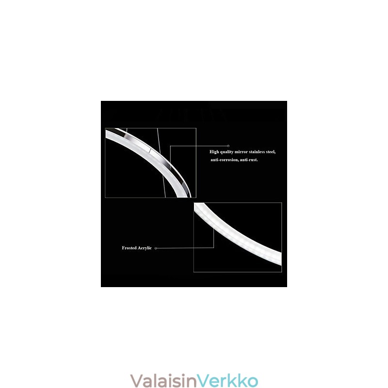 Akryyliriippuvalaisin pyöreä kattokruunu valaistus 2 rengaslamppujen valaisimilla
