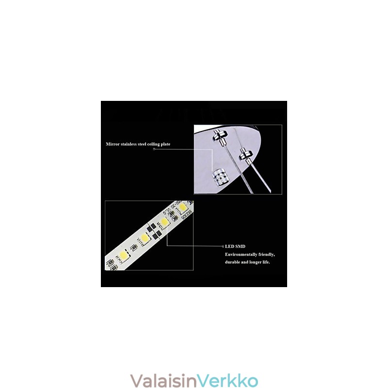Akryyliriippuvalaisin pyöreä kattokruunu valaistus 2 rengaslamppujen valaisimilla