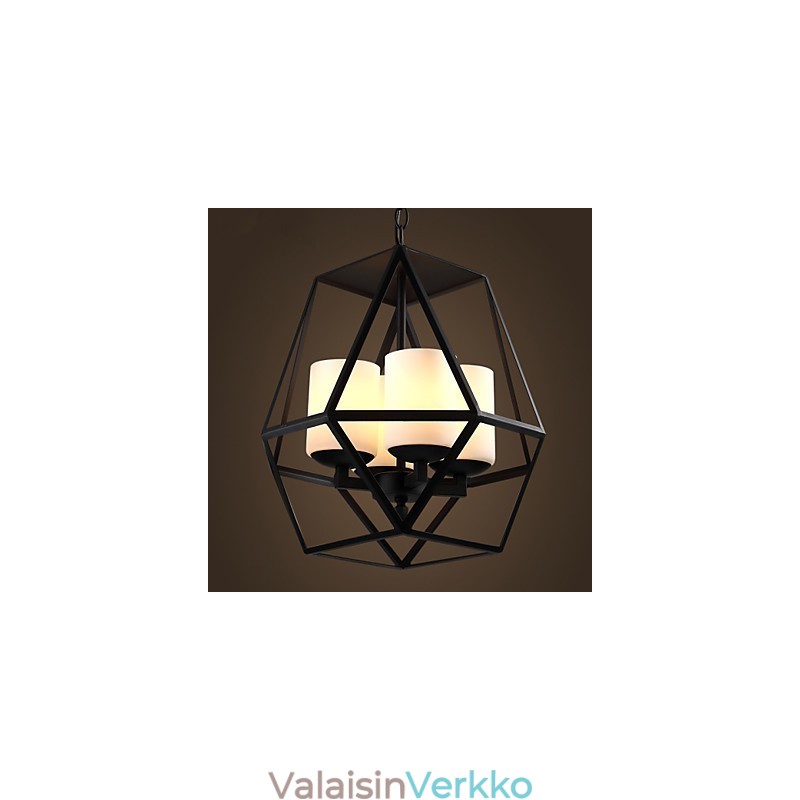 Huipputason Americange Vintage musta Iron Lamp Modern Chandelier Kattokruunu 4 valoa