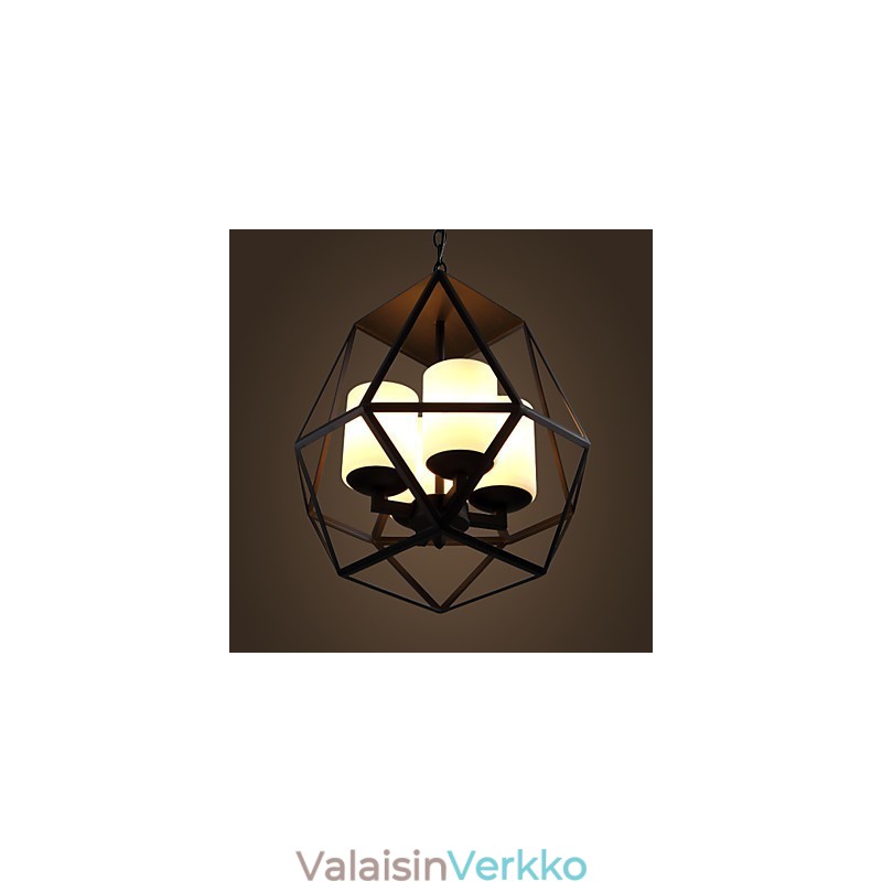Huipputason Americange Vintage musta Iron Lamp Modern Chandelier Kattokruunu 4 valoa