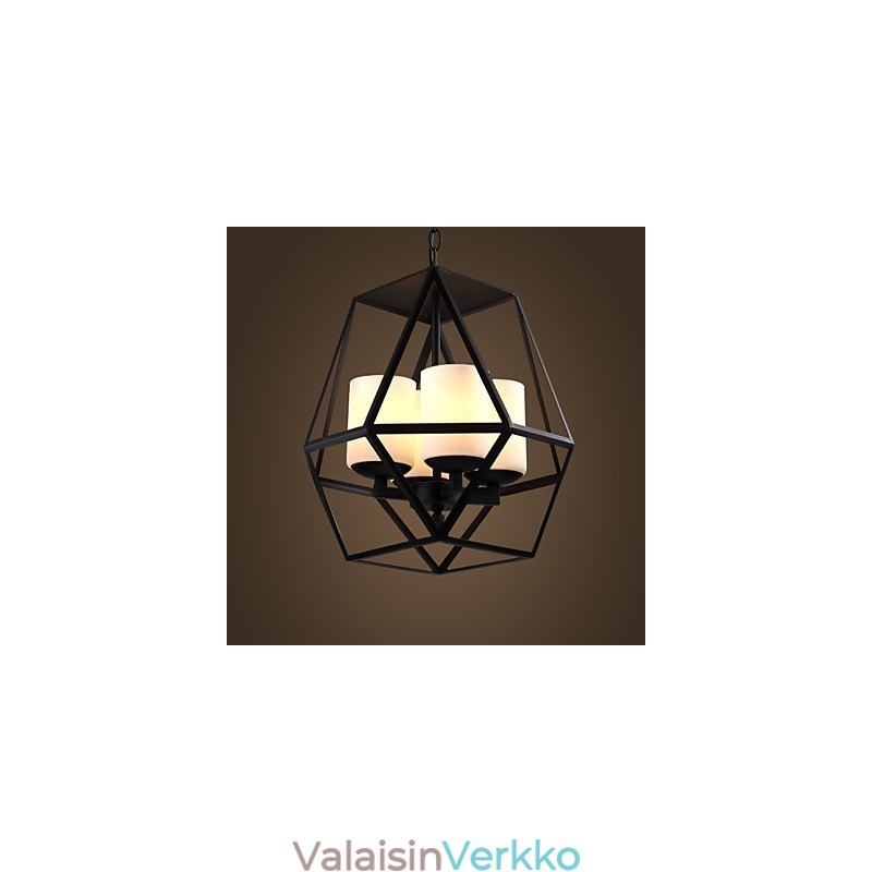 Huipputason Americange Vintage musta Iron Lamp Modern Chandelier Kattokruunu 4 valoa