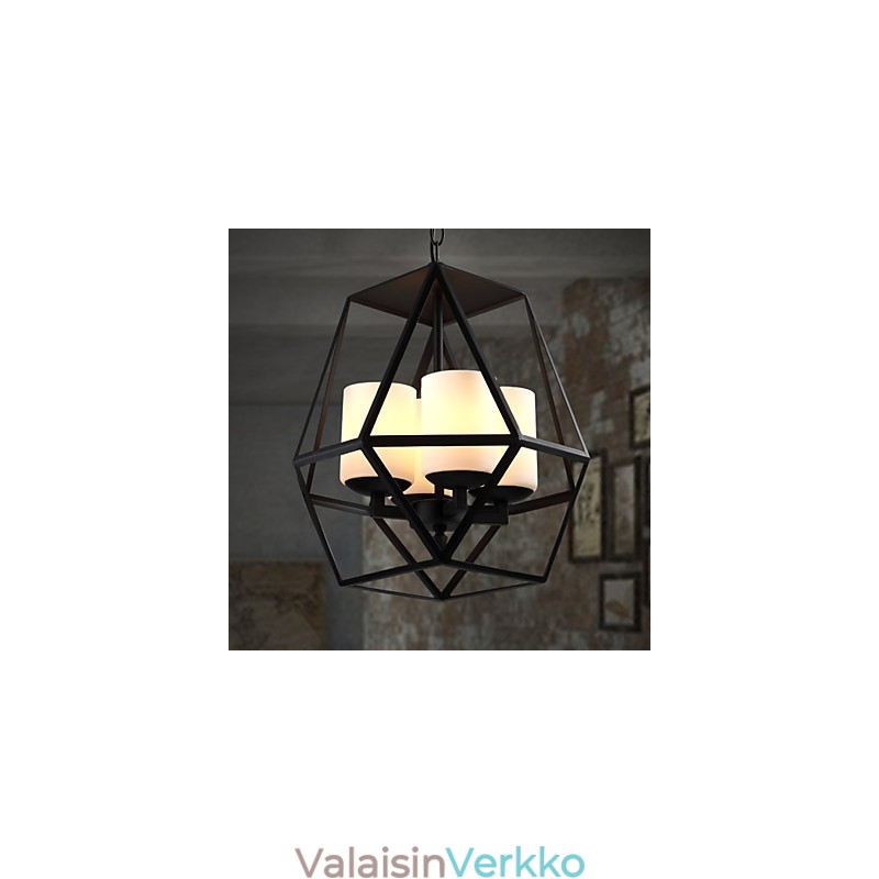 Huipputason Americange Vintage musta Iron Lamp Modern Chandelier Kattokruunu 4 valoa