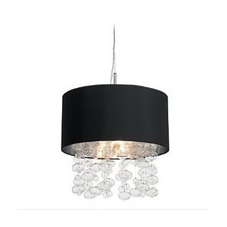 Moderni riippuvalaisin 7 valolla ja mustalla kangasvarjostimella (jalusta)