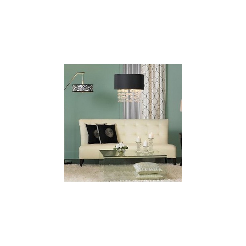 Moderni riippuvalaisin 7 valolla ja mustalla kangasvarjostimella (jalusta)