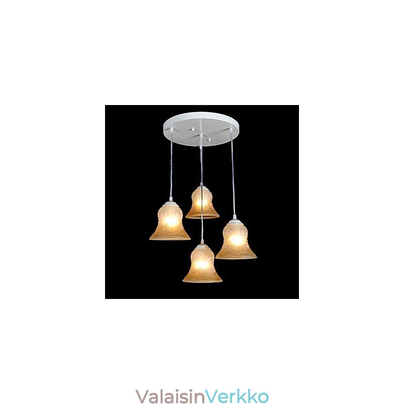 Valkoinen riipus neljä valoa kuvio lasivarjostin Käsin kullattu eurooppalainen retroklassikko