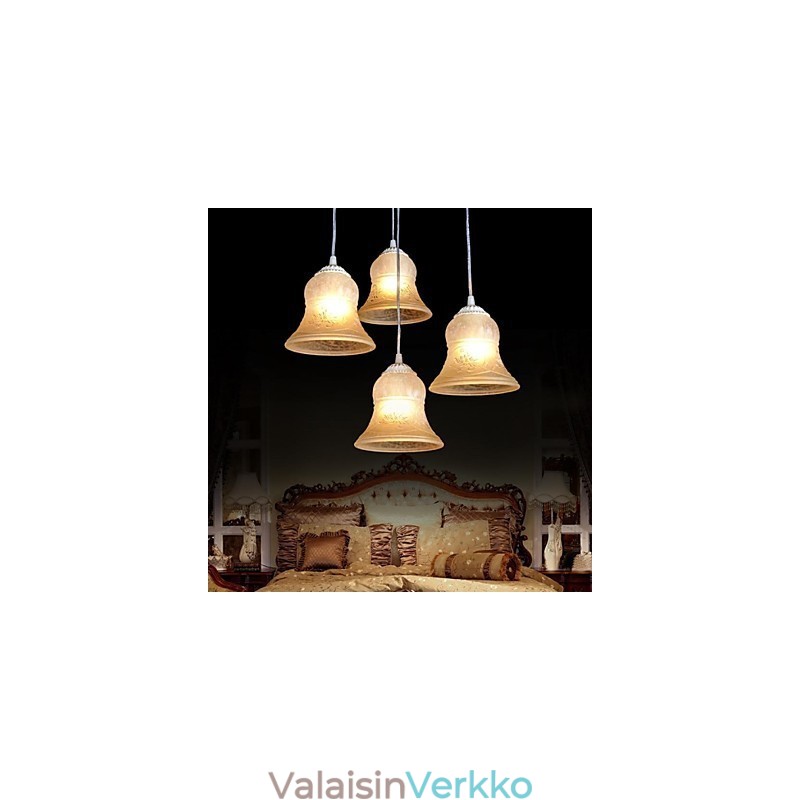 Valkoinen riipus neljä valoa kuvio lasivarjostin Käsin kullattu eurooppalainen retroklassikko