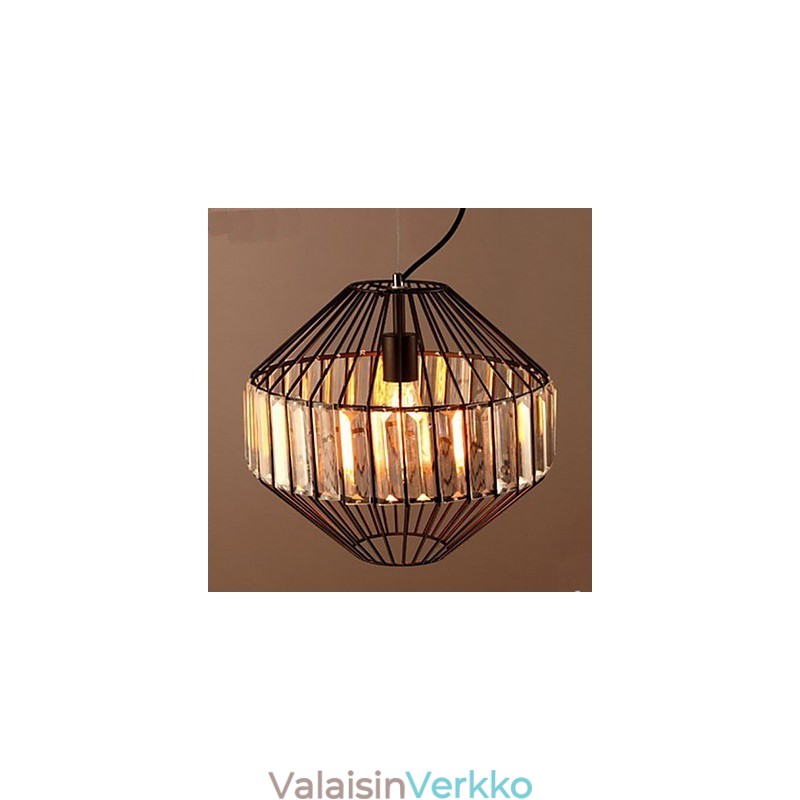 Vintage takorautainen lintuhäkki kristallikruunu