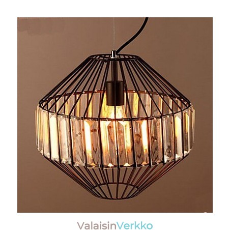 Vintage takorautainen lintuhäkki kristallikruunu Vintage takorautainen lintuhäkki kristallikruunu