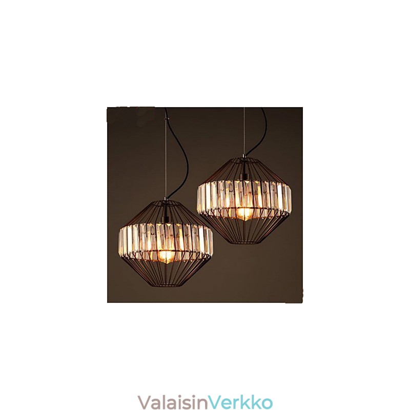 Vintage takorautainen lintuhäkki kristallikruunu
