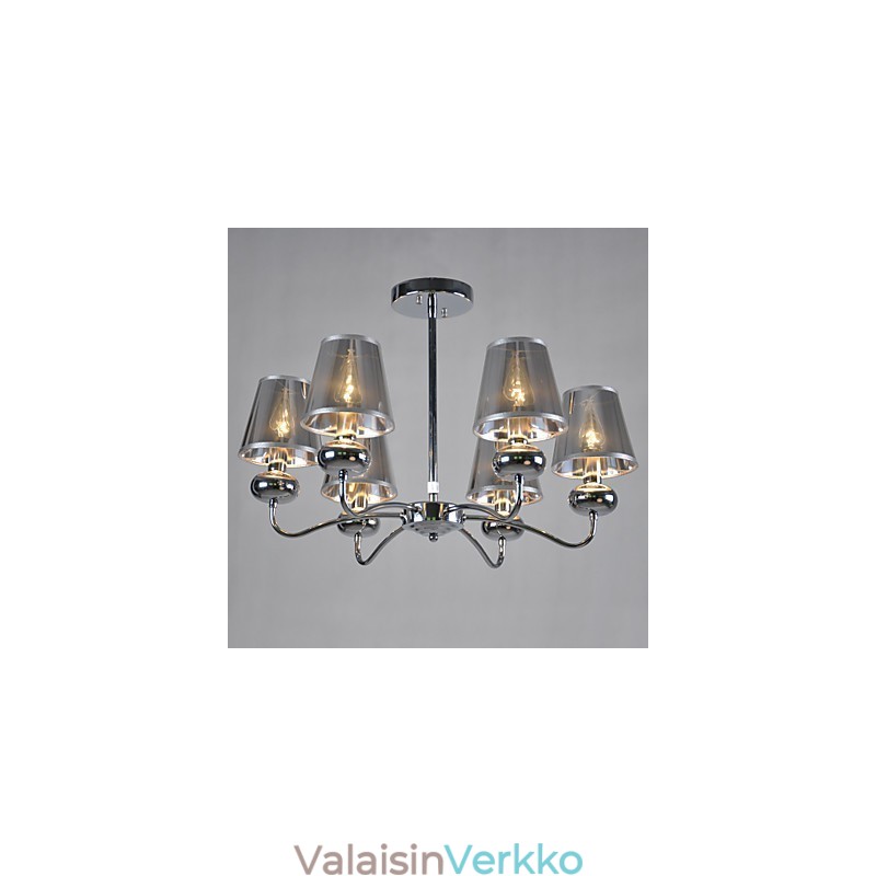 Vintage kattokruunu 6 Light Classic Fabric metallimaalaus