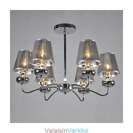 Vintage kattokruunu 6 Light Classic Fabric metallimaalaus