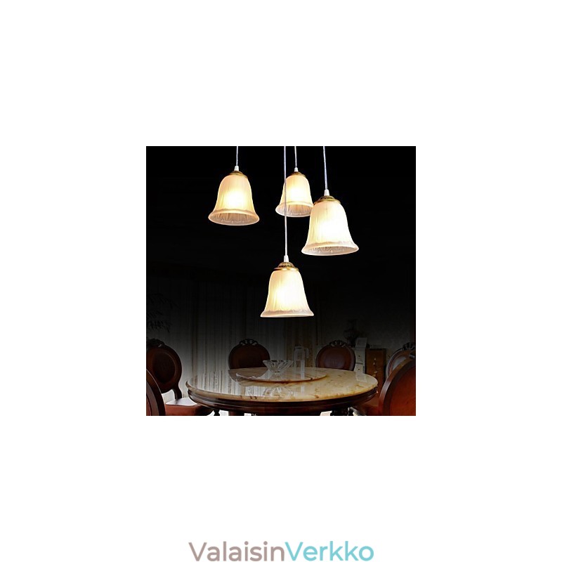 Pronssi riipus neljä valoa kuvio lasivarjostin European Retro Classic
