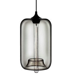 70 W läpinäkyvä lasiriippuvalaisin musta kupla design