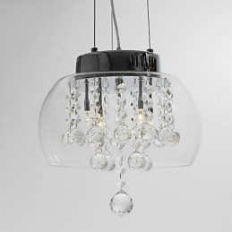 Taiteellinen 4 Light Crystal -riippuvalaisin lasivarjostimella