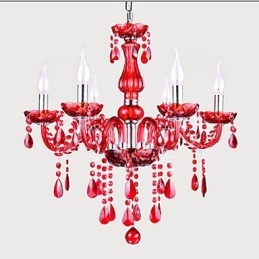Kattokruunu Red Crystal Luxury Modern 6 Lights