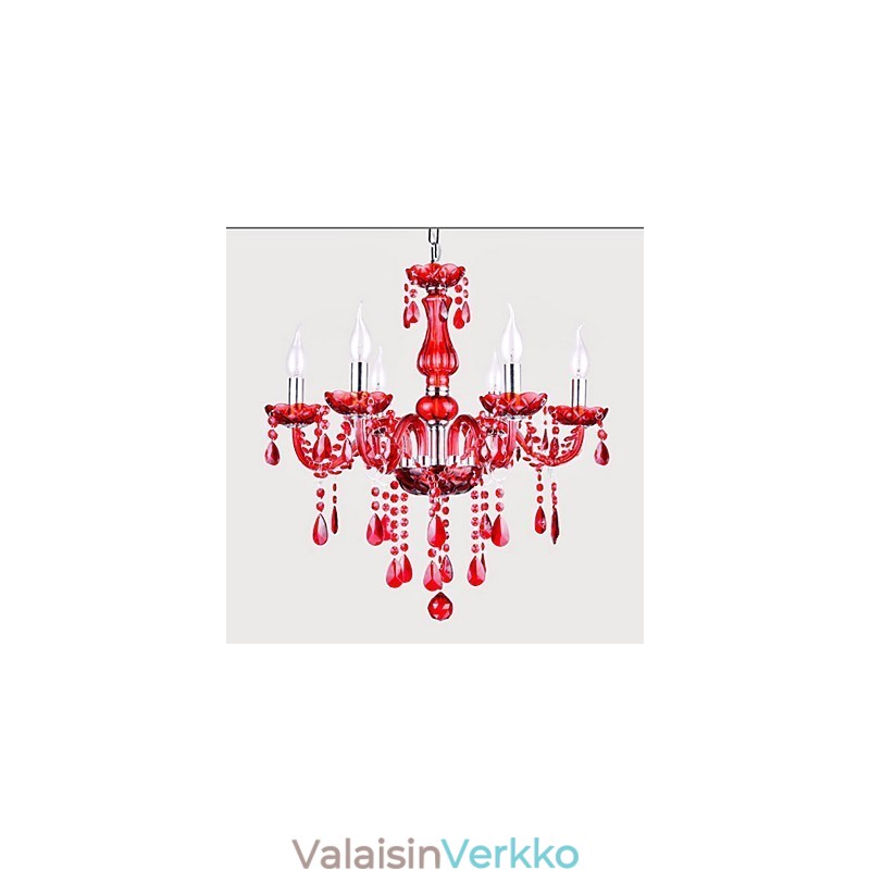 Kattokruunu Red Crystal Luxury Modern 6 Lights