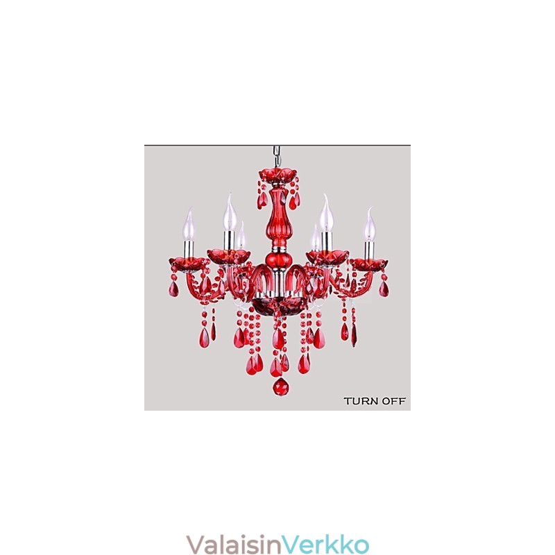 Kattokruunu Red Crystal Luxury Modern 6 Lights
