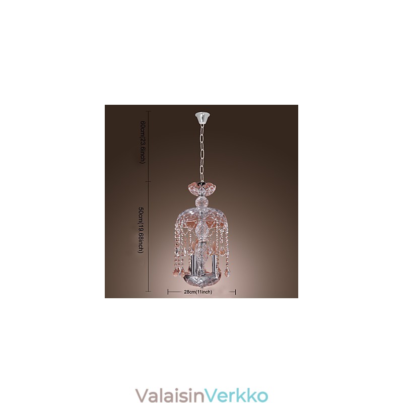 Moderni kristalliriippuvalaisin 3 valolla lasivarjossa