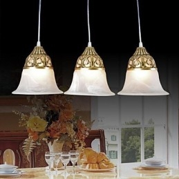 Pronssiriipus Three Lights Moire Glass European Classic