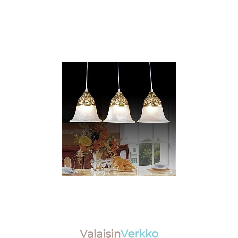 Pronssiriipus Three Lights Moire Glass European Classic