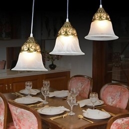 Pronssiriipus Three Lights Moire Glass European Classic