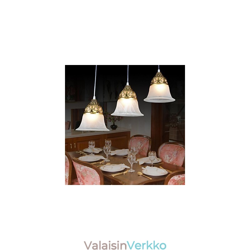 Pronssiriipus Three Lights Moire Glass European Classic