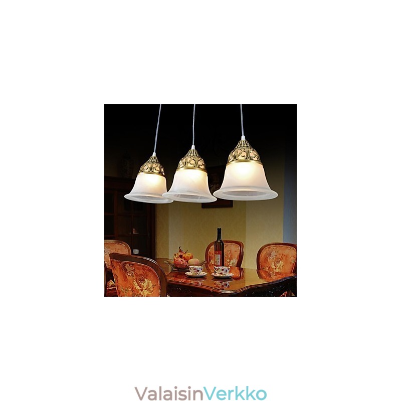 Pronssiriipus Three Lights Moire Glass European Classic
