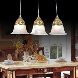 Pronssiriipus Three Lights Moire Glass European Classic