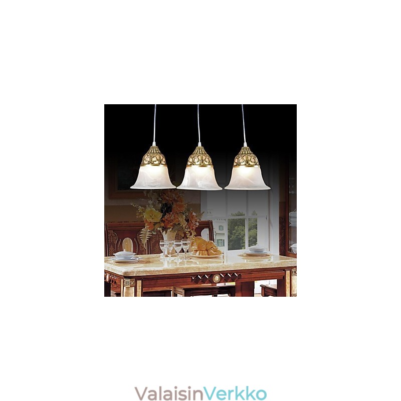 Pronssiriipus Three Lights Moire Glass European Classic