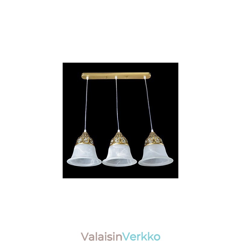 Pronssiriipus Three Lights Moire Glass European Classic