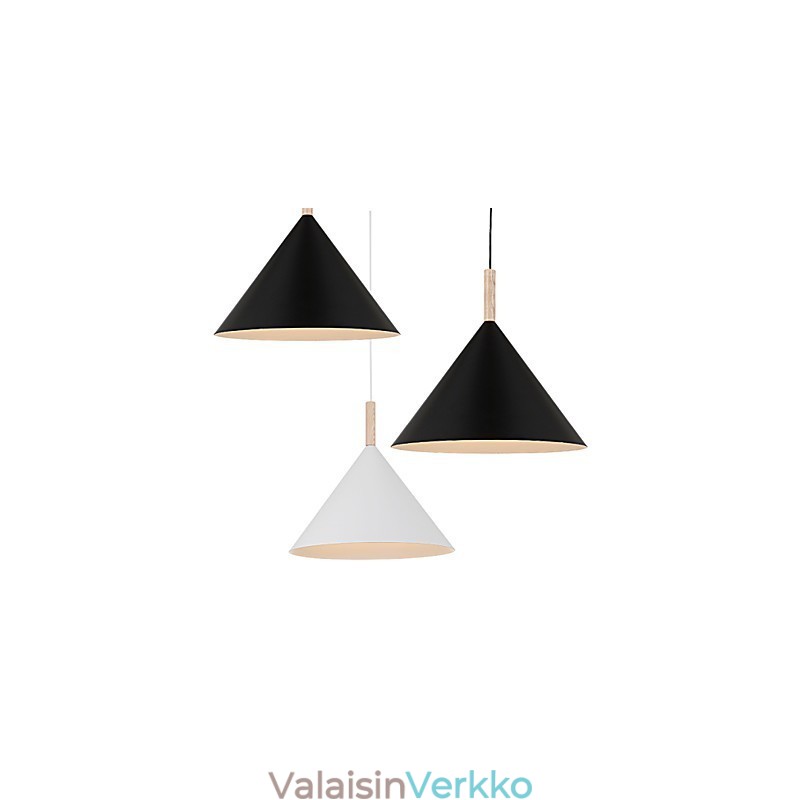 Mini taiteellinen kartio-riippuvalaisin 1 vaalea Mordern Simplicity viimeistely musta valkoinen alumiini & puinen pistorasia