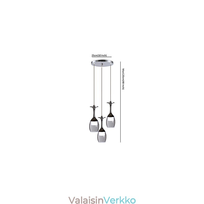 Riippuvalot 3 valoa pyöreä taustalevy Moderni nykyaikainen metalli