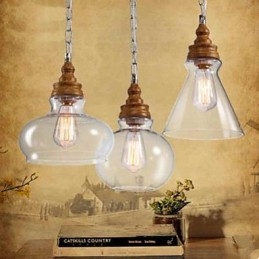 Wood Grain Crystal Droplight Cafe Valaistuslamput ja Lyhdyt