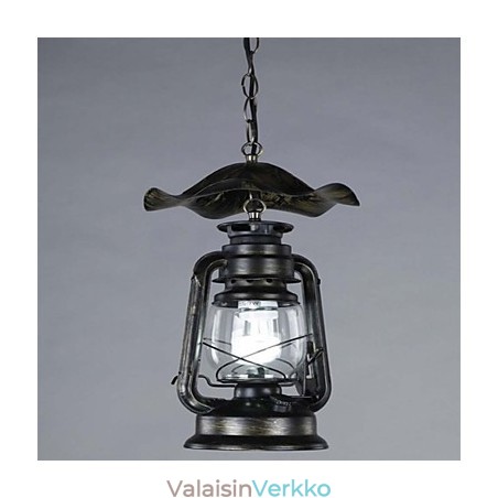 Vintage messinkinen lyhtyriippuvalaisin 1 valolla Vintage messinkinen lyhtyriippuvalaisin 1 valolla