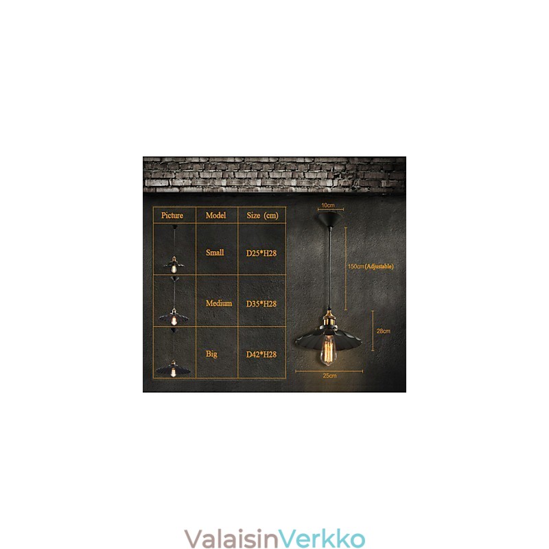 Retro klassinen eurooppalaistyylinen riippuvalaisin Light Metal Art pistorasia