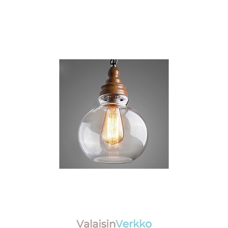 Vintage puinen pyöreä kristallipalloriippuvalaisin (halkaisija 19 cm)