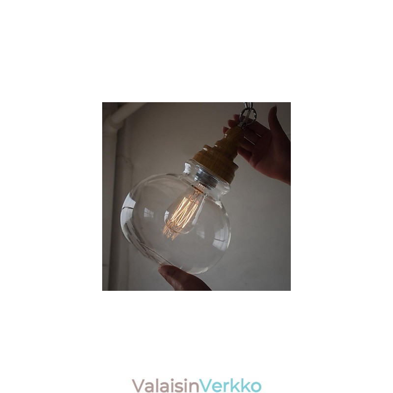 Vintage puinen pyöreä kristallipalloriippuvalaisin (halkaisija 19 cm)