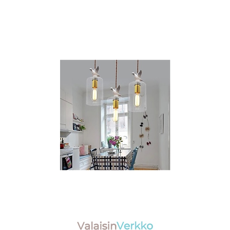 Luova lintu lasikattokruunu riippuvalaisin lasivarjostimella