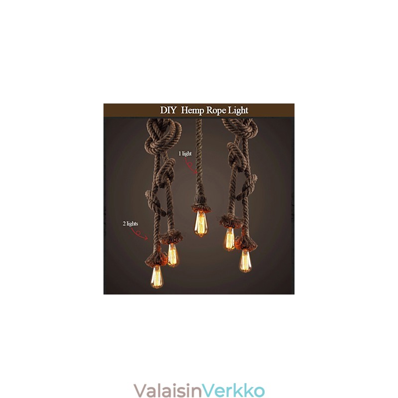 1 kevyt DIY Art hamppuköysi Kevyt luova hamppuköysikruunu, pitkä 100 cm Lähetä 1 lamppu