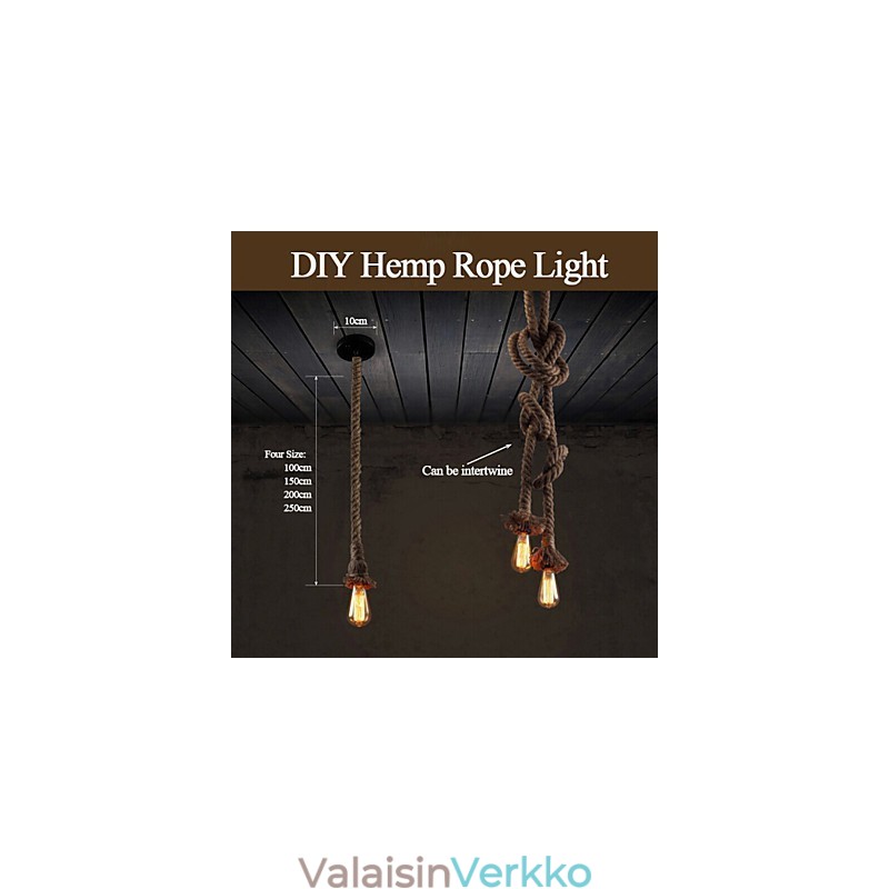 1 kevyt DIY Art hamppuköysi Kevyt luova hamppuköysikruunu, pitkä 100 cm Lähetä 1 lamppu