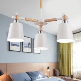 3 Light Moderni nykyaikainen puinen kattokruunuvalo