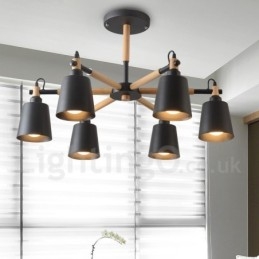 Moderni Contemporary Wood 6 Light kattokruunulamppu