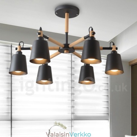 Moderni Contemporary Wood 6 Light kattokruunulamppu Moderni Contemporary Wood 6 Light kattokruunulamppu