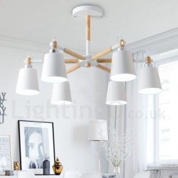 Moderni Contemporary Wood 6 Light kattokruunulamppu