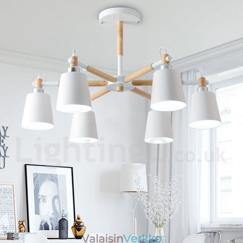 Moderni Contemporary Wood 6 Light kattokruunulamppu